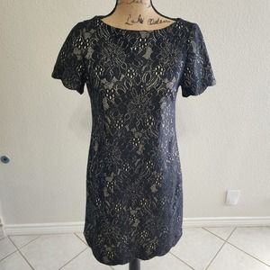 Anne‎ Klein black lace statement sleeve dress size small